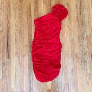 Tadashi Shoji one shoulder rose dress